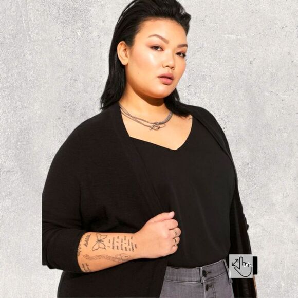 TORRID Slub Black Open Front Sweater Cardigan 1X - Picture 7 of 17